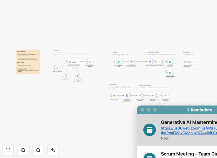 AI workflow generator interface showing natural language input and generated n8n workflow