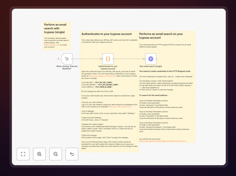 Icypeas email verification workflow screenshot