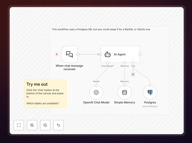 AI database chat interface showing natural language questions and responses