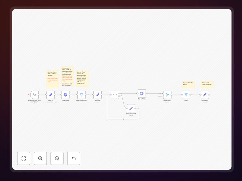 Zotero bibliographic data extraction automation workflow interface showing metadata extraction from research collections