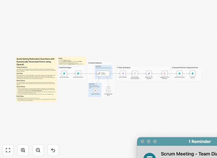 Dynamic forms workflow visualization showing AI analyzing responses and generating follow-up questions