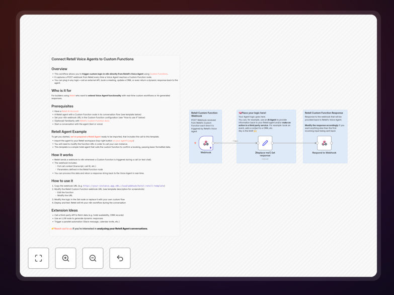 Retell Voice Agent integration with n8n custom functions