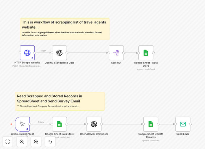 n8n workflow for automating travel agent outreach