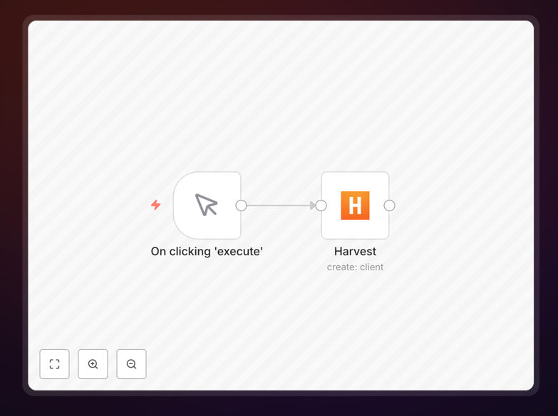 Harvest client creation workflow screenshot