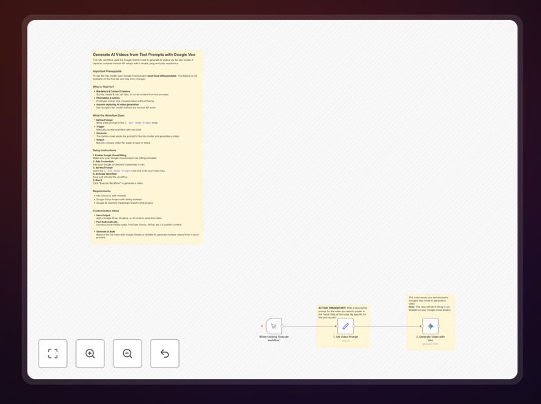 AI video generation workflow interface showing text prompt to video conversion process