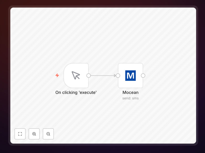 n8n workflow editor showing Mocean SMS node configuration