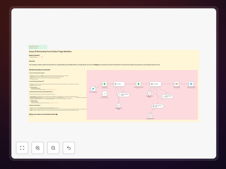 Client onboarding workflow interface showing form creation and data flow