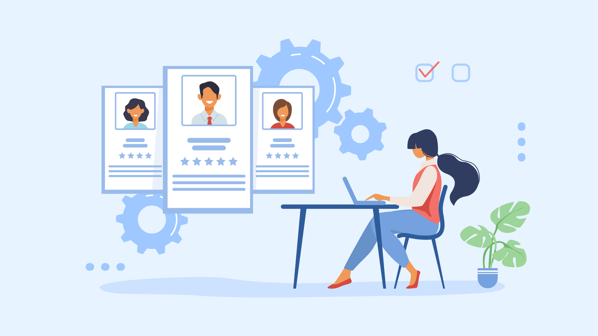 A woman with a laptop automatically updating contacts with SigParser on Make.