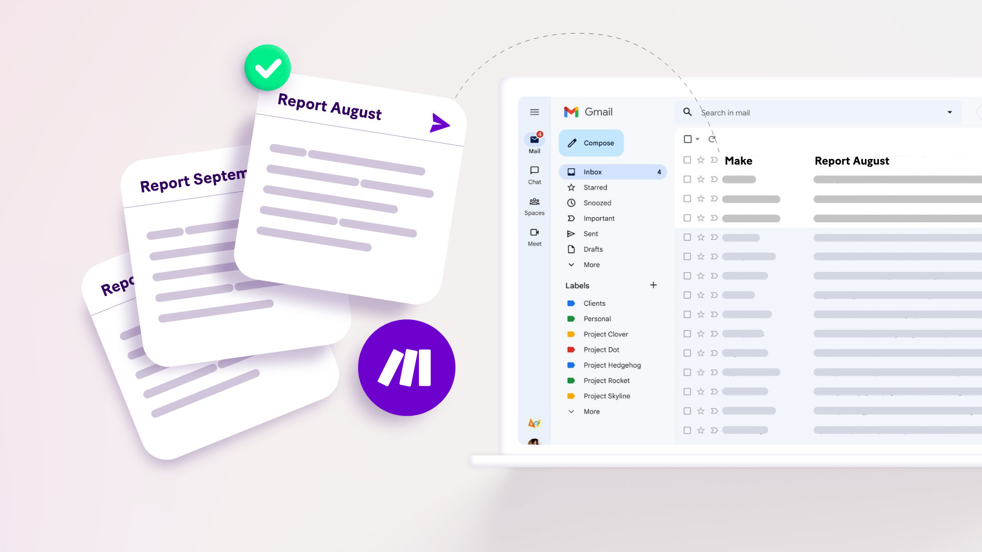 Illustration of recurring emails in Gmail with Make.com