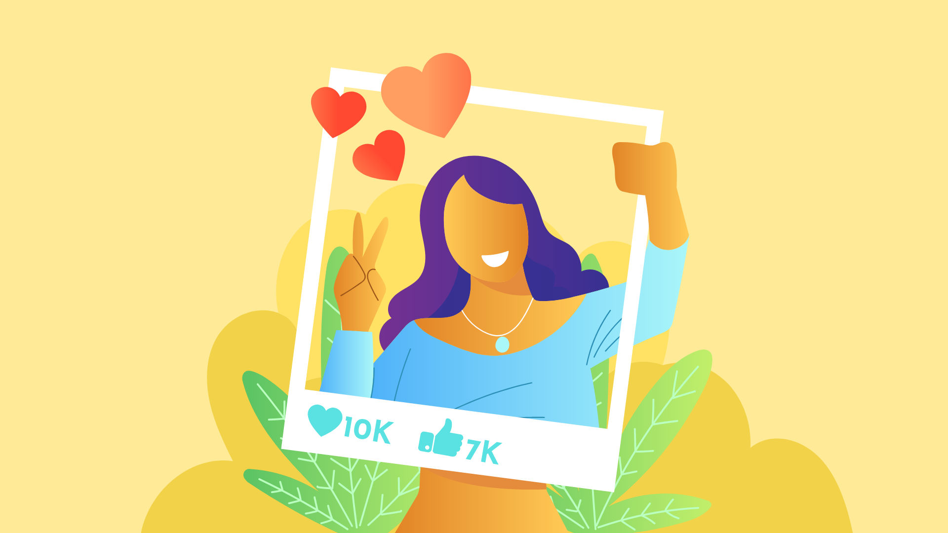 Illustration of a person interacting with Instagram on a phone, surrounded by various business-related icons like charts and messages, symbolizing automation and efficiency.
