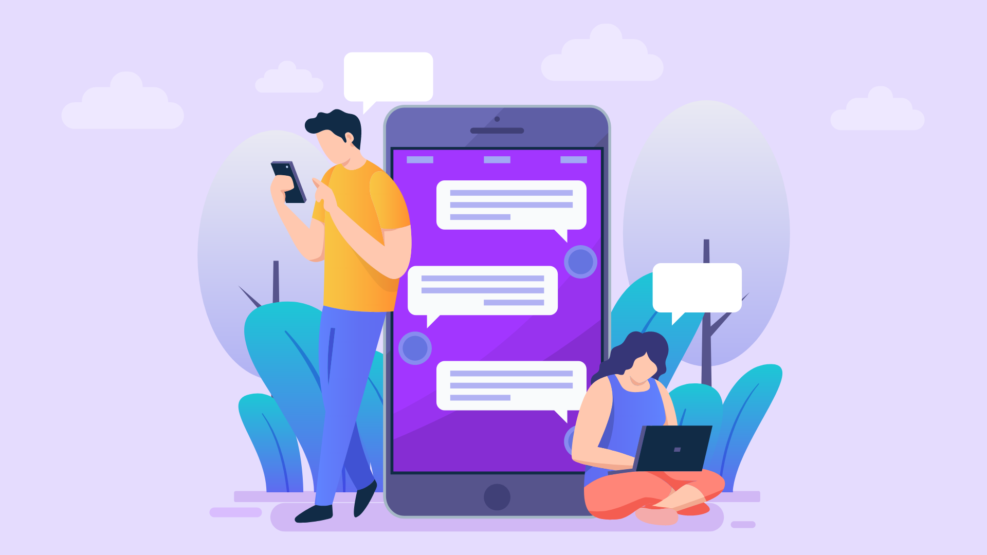 Illustration of Slack automation with various app icons connected by lines