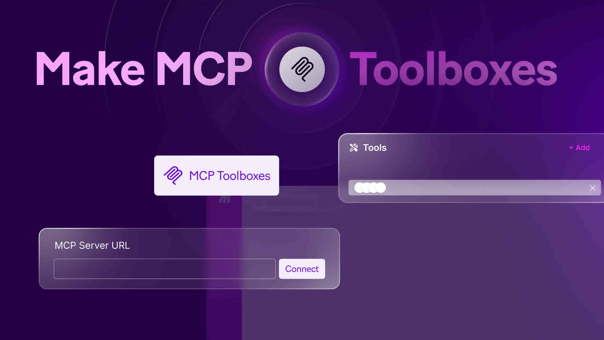 Make MCP Toolboxes interface showing various tools and settings