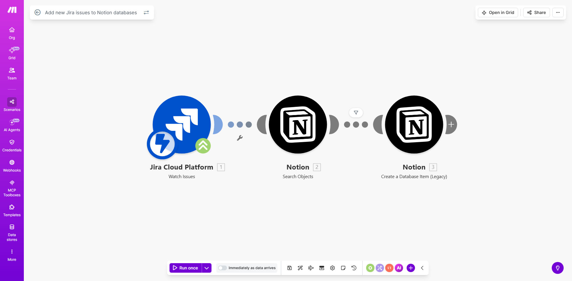 Diagram showing automation flow from Jira to Notion database