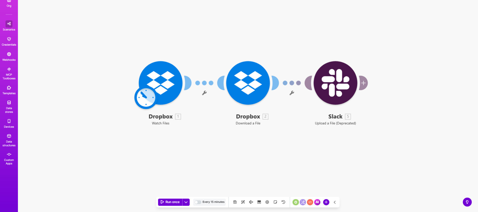 Dropbox to Slack file sharing automation workflow diagram