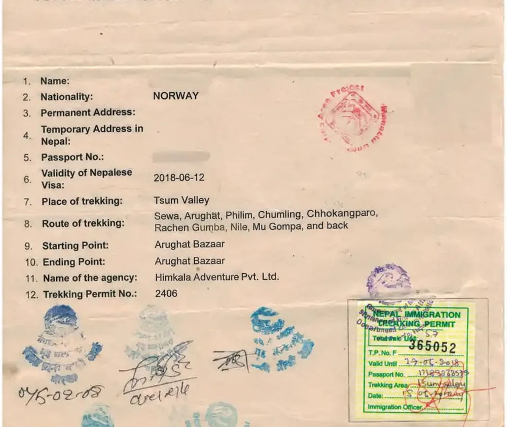 Tsum Valley trekking permit checkpoint
