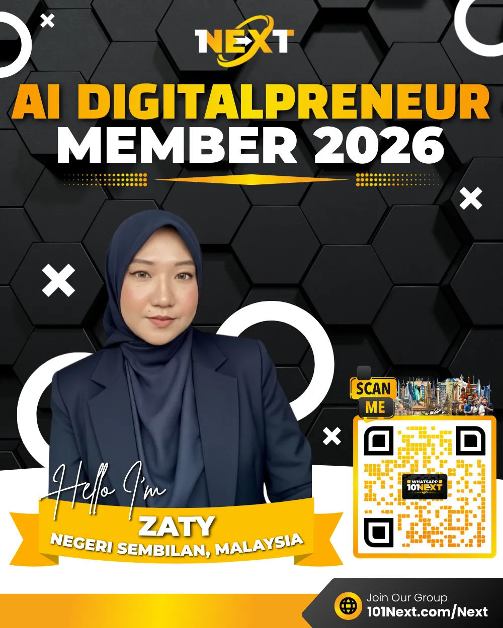 Portrait of Nur Izzati Farzana binti Ismail, 101Next AI DigitalPreneur member, product specialist in Negeri Sembilan, Malaysia.