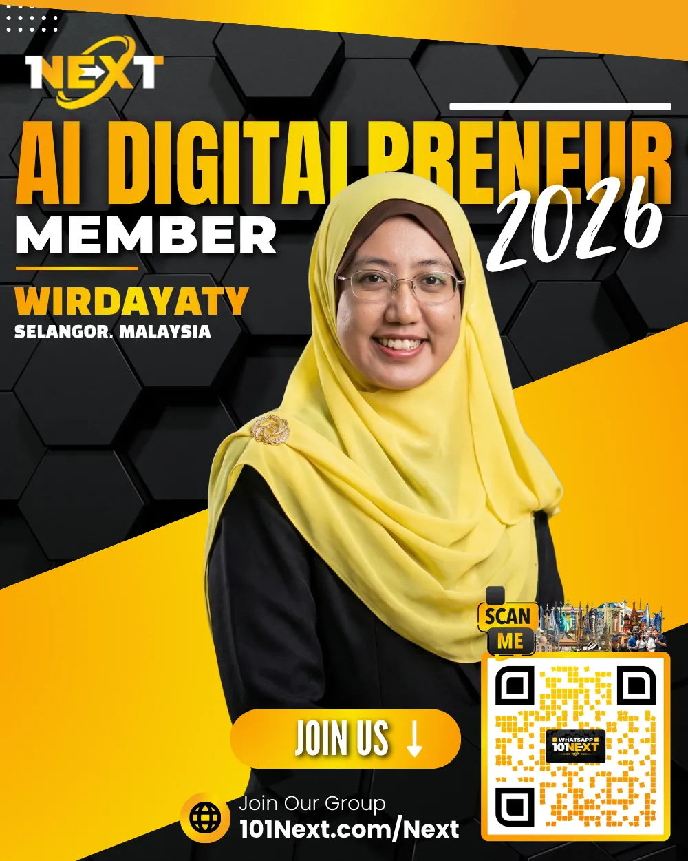 Portrait of Wirdayaty Binti Ahmad, 101Next AI DigitalPreneur member, virtual assistant in Selangor, Malaysia.