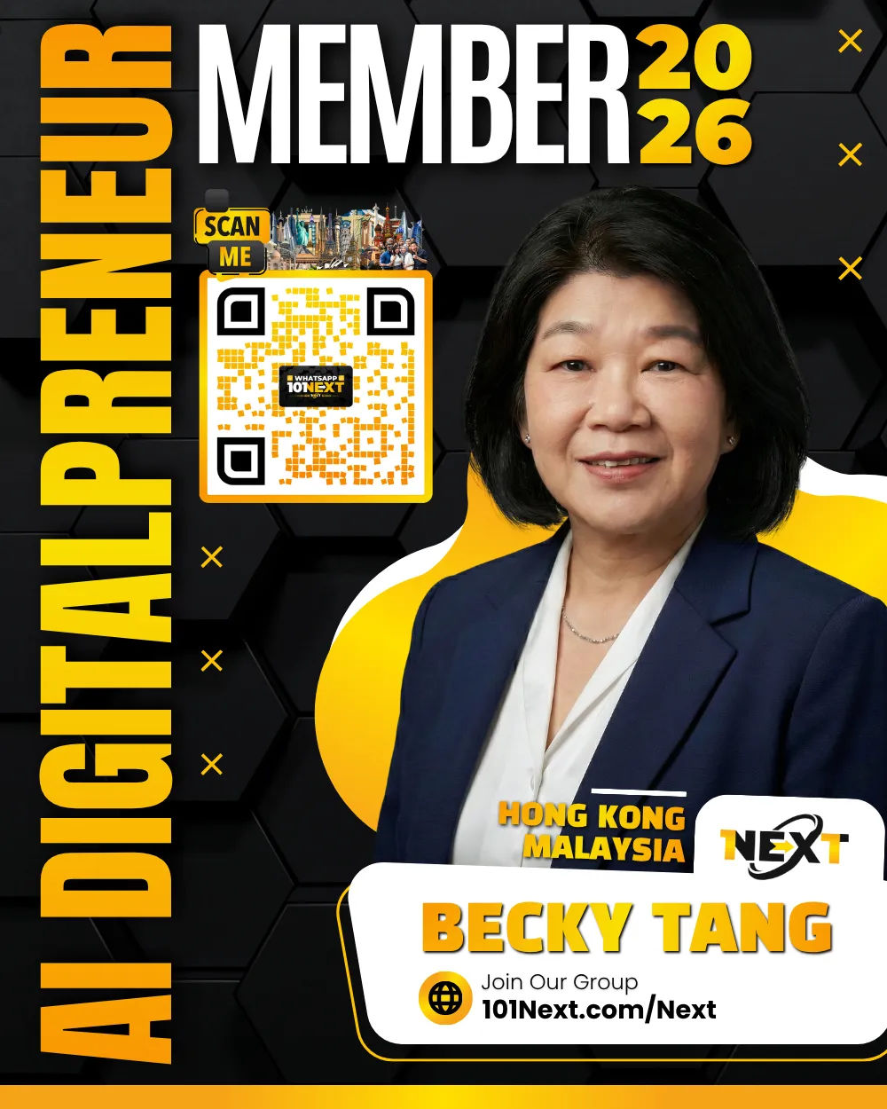 Portrait of Becky Tang, 101Next AI DigitalPreneur member, director at Infinity MMC Sdn. Bhd. in Penang, Malaysia.