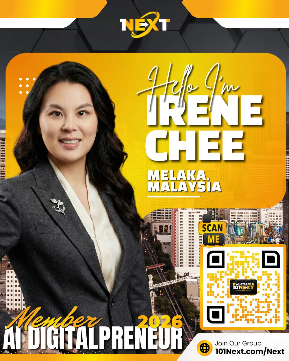Portrait of Irene Chee Geok Lan, 101Next AI DigitalPreneur member, Malaysia Sales Manager at UMEDIC Healthcare Sdn Bhd in Melaka, Malaysia.