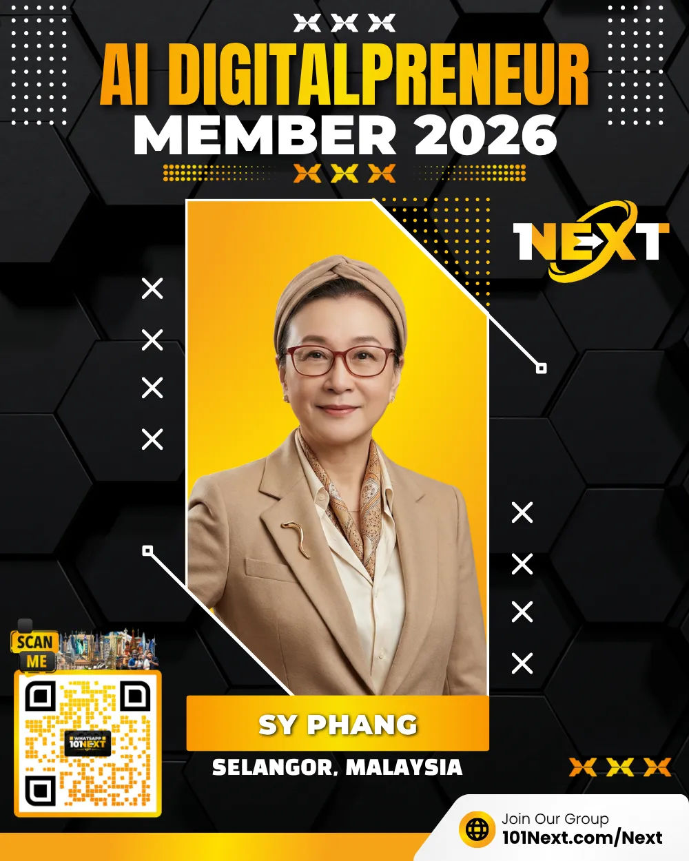 Portrait of Phang Sow Yung @Phang Sow Yoong, 101Next AI DigitalPreneur member, business owner at Flexi Associates in Selangor, Malaysia.