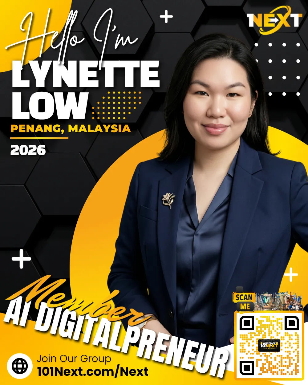 Portrait of Lynette Low Wei Ern, 101Next AI DigitalPreneur member, legal counsel in Penang, Malaysia.