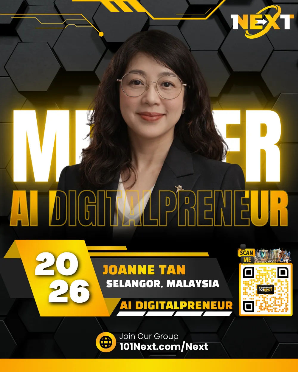 Portrait of Joanne Tan Yen Hui, 101Next AI DigitalPreneur member, IT project manager in Selangor, Malaysia.