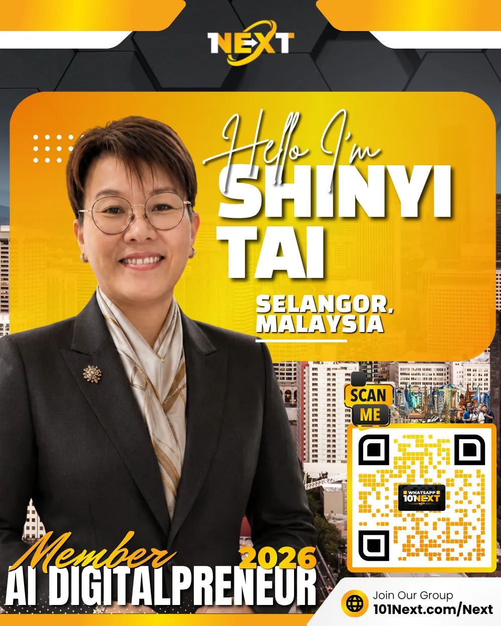 Portrait of Shinyi Tai Sok May, 101Next AI DigitalPreneur member, financial decision consultant in Selangor, Malaysia.