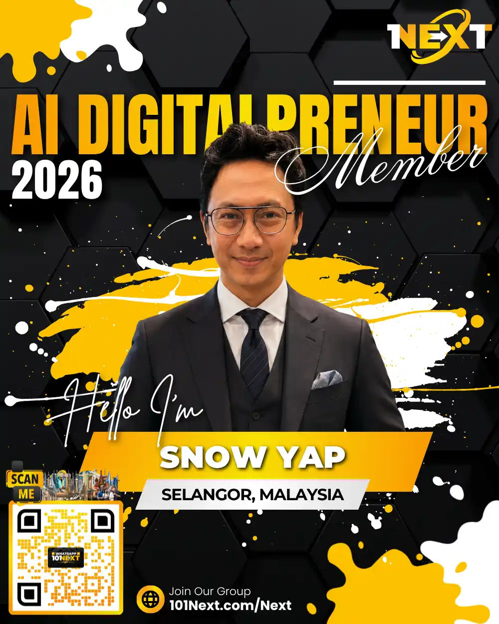 Portrait of Snow Yap Jeng Tong, 101Next member, CMO and education business leader in Selangor, Malaysia.