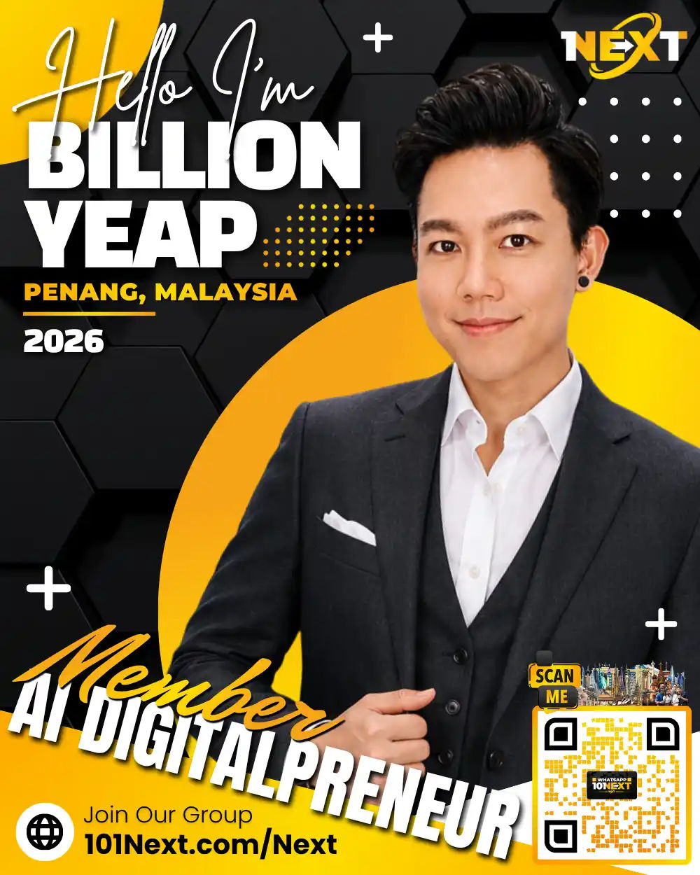 Portrait of Billion Yeap Chao Aik, 101Next member, printing and advertising professional in Penang, Malaysia.