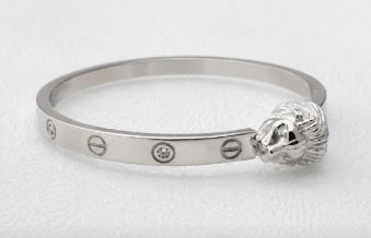 Silver Men’S Sterling Silver Diamond Station Textured Bangle - S925 Cz Pave Geometric Kada - Abr62259