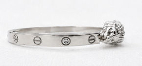 Silver Men’S Sterling Silver Diamond Station Textured Bangle - S925 Cz Pave Geometric Kada - ABR62259 detail view