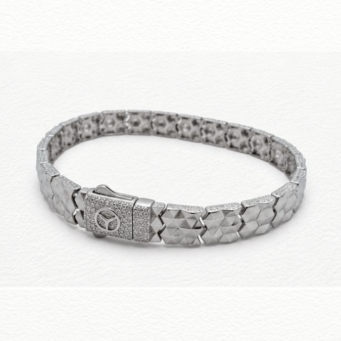 Silver Kada Y Mark Silver Bracelet - ABR62249 close-up view