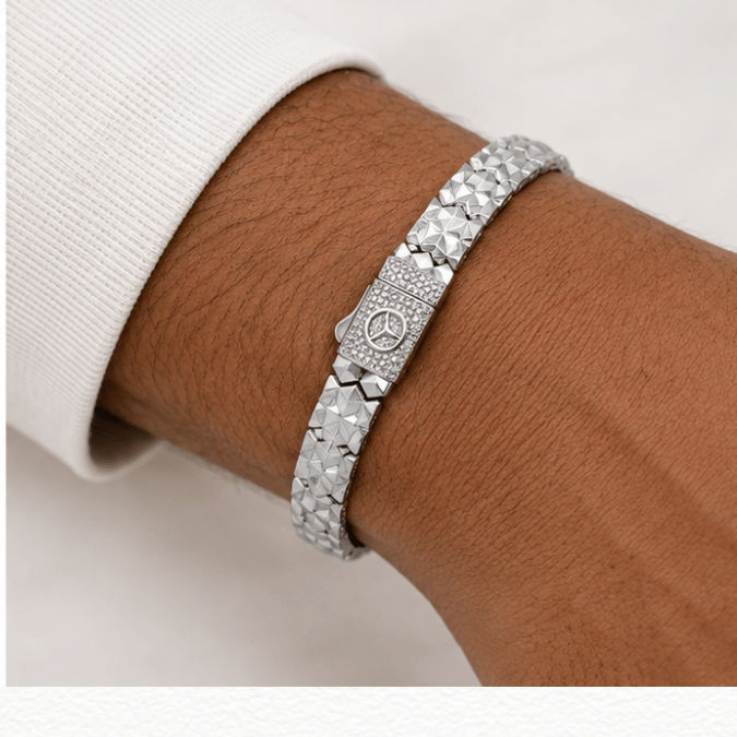 Silver Kada Y Mark Silver Bracelet - ABR62249 detail view
