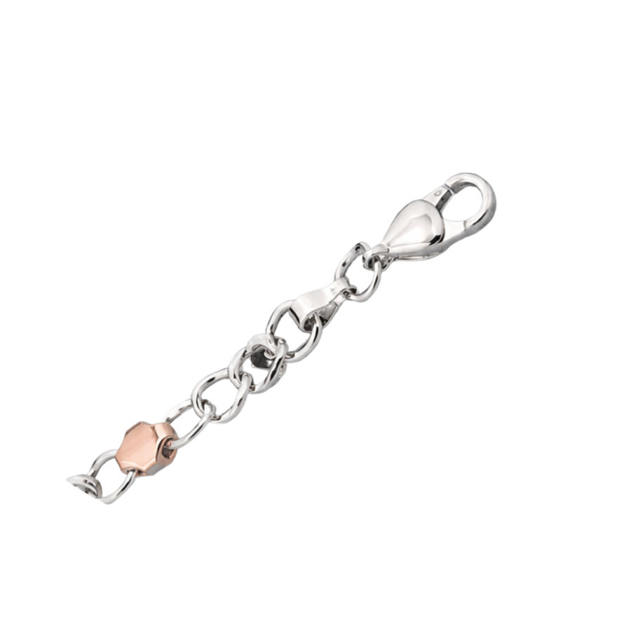 Silver Men’S Two-Tone Rose Gold & Silver Geometric Station Chain Bracelet - Minimalist Stainless Steel Wristband - ABR62230 close-up view