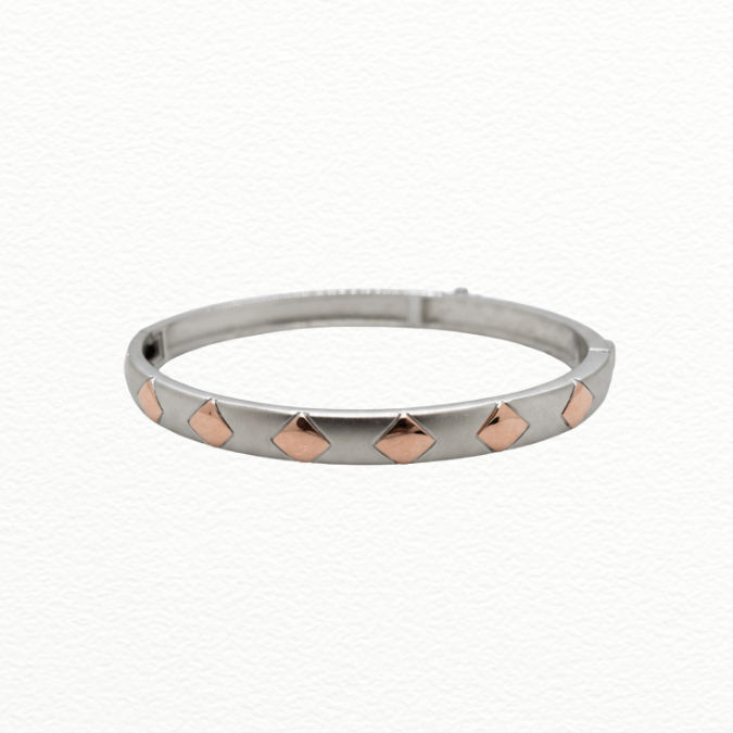 Silver Kada Two-Tone Prism Men’S Silver Bangle - Abr62236