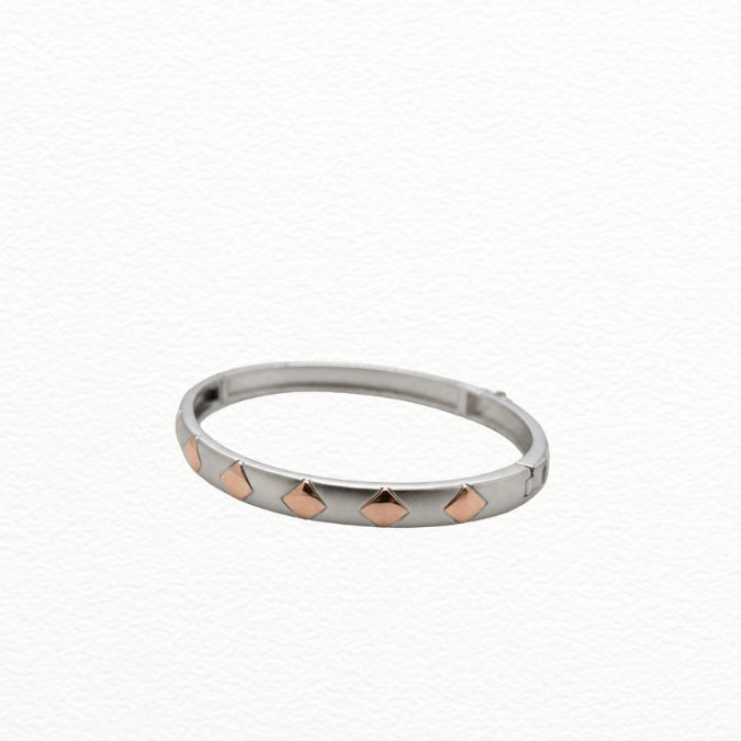 Silver Kada Two-Tone Prism Men’S Silver Bangle - ABR62236 side view