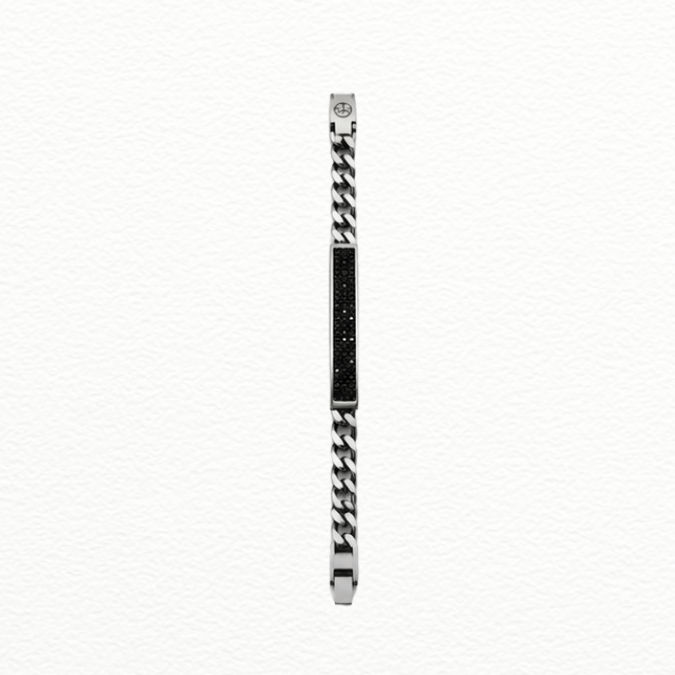 Silver Black Bar Silver Bracelet - ABR62312 front view