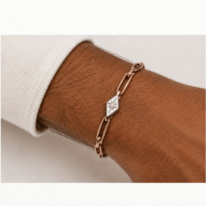 Silver Star Link Silver Bracelet - ABR62233 detail view
