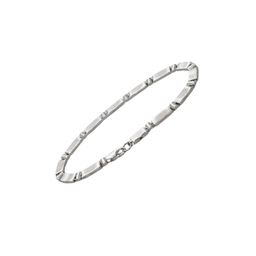 Silver Men’S Brushed Silver Bar Link Chain Bracelet - Minimalist Stainless Steel Wristband Seo Product Description (160 Words) - ABR62225 side view