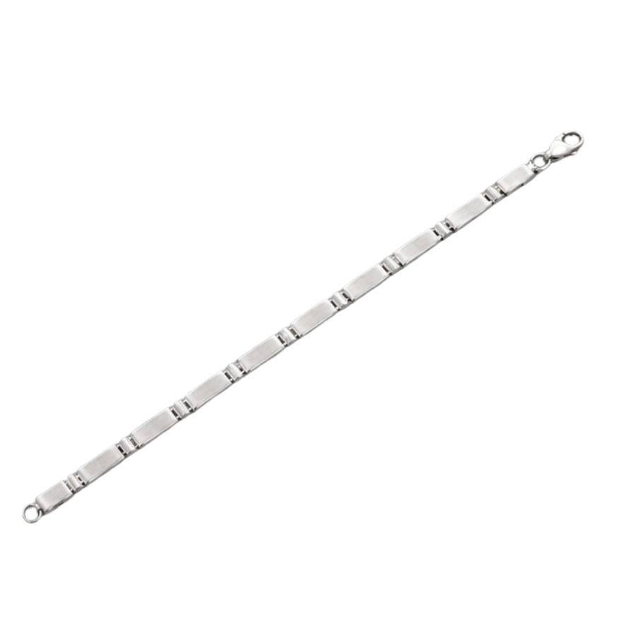 Silver Men’S Brushed Silver Bar Link Chain Bracelet - Minimalist Stainless Steel Wristband Seo Product Description (160 Words) - ABR62225 close-up view