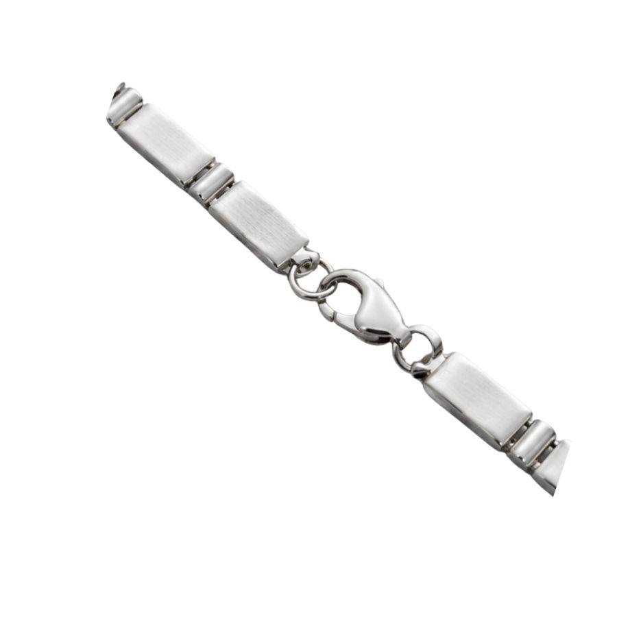Silver Men’S Brushed Silver Bar Link Chain Bracelet - Minimalist Stainless Steel Wristband Seo Product Description (160 Words) - ABR62225 detail view