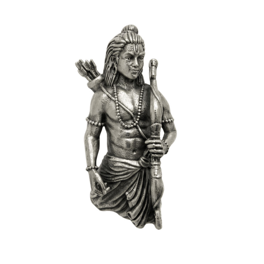 Silver Men’S 925 Sterling Silver Lord Ram Bow & Arrow Lapel Pin - Antique Oxidized Spiritual Brooch - SAC60176 side view
