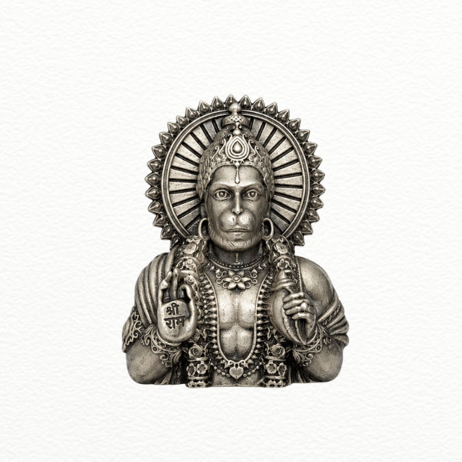 Silver Antique Silver Lord Hanuman Brooch Pin - Divine Aura Statement Lapel Pin - Sac60178
