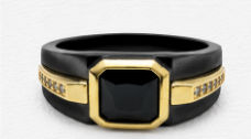 Silver Rings Men’S Dual-Tone 925 Sterling Silver Black Zircon Solitaire Ring - Gold-Bezeled Channel Band Seo Product Description (160 Words) - JA72073 side view