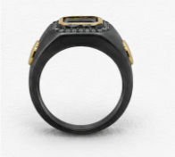 Silver Rings Men’S Black Rhodium 925 Sterling Silver Black Zircon Halo Ring - Dual-Tone Gold Accents & Screw Motifs - JA72070 detail view