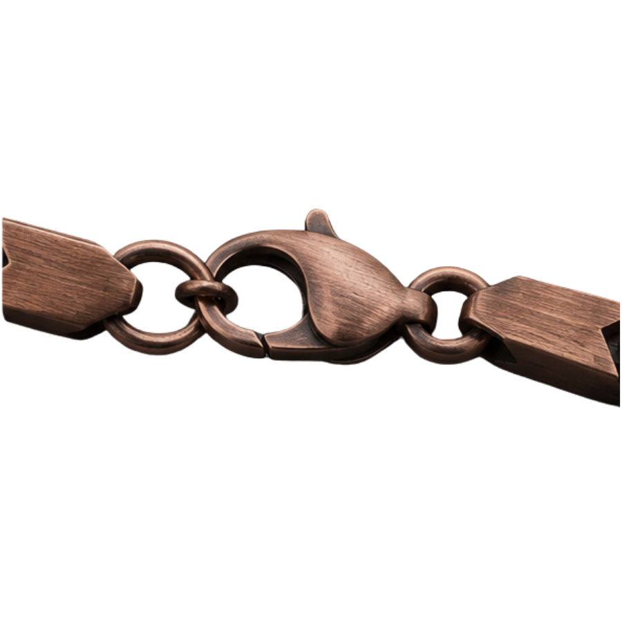 Silver Bracelet Men’S Antique Copper Chevron Link Chain Necklace - Brushed Geometric Stainless Steel Statement Chain - ABR62234 close-up view