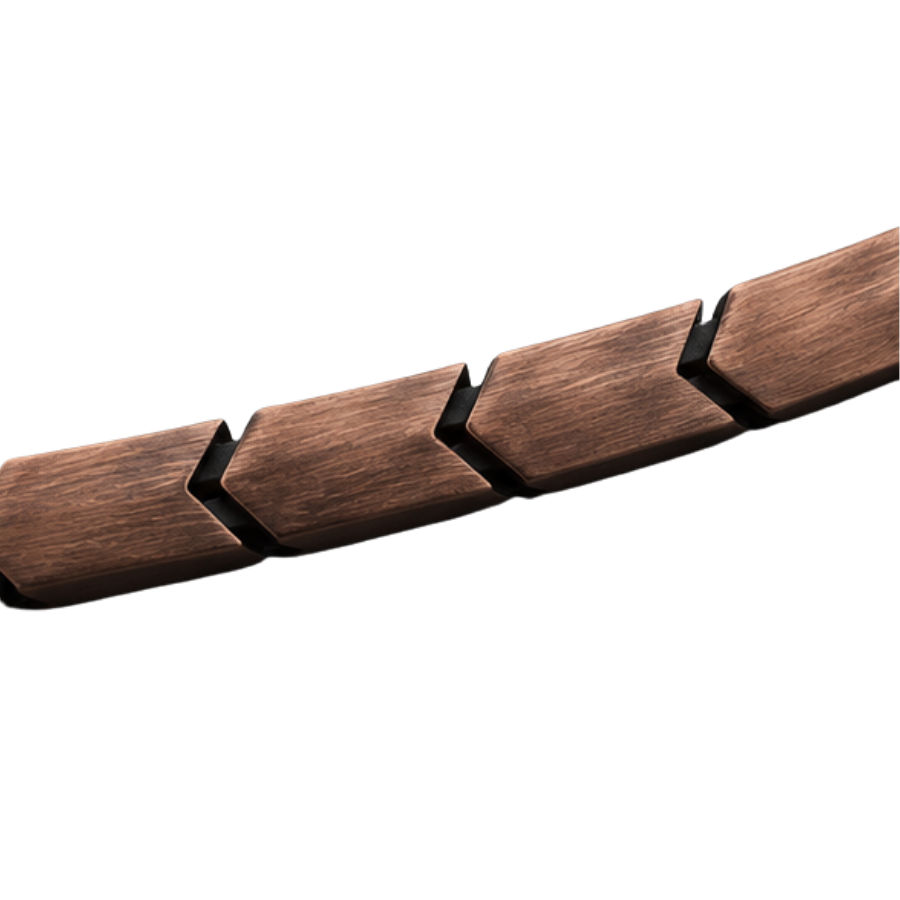 Silver Bracelet Men’S Antique Copper Chevron Link Chain Necklace - Brushed Geometric Stainless Steel Statement Chain - ABR62234 detail view