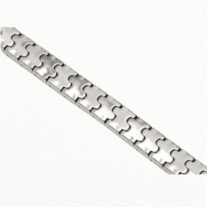 Silver Kada Modern Silver Interlocking Link Bracelet - Cubic Zirconia Pavé Lock Statement Band - ABR62255 side view