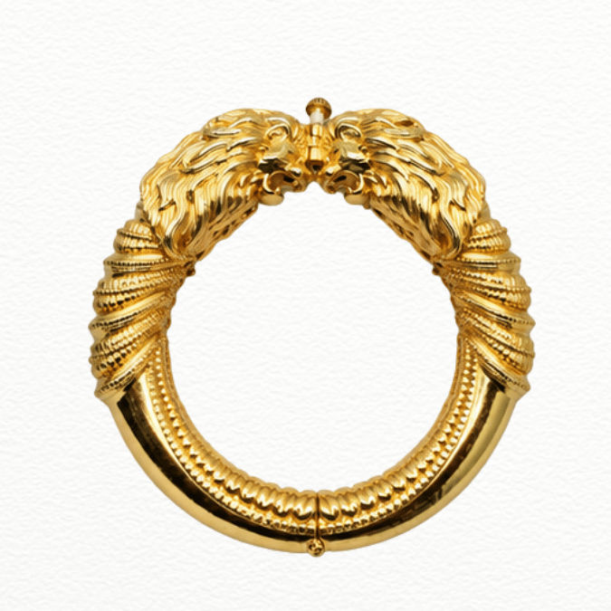 Silver Royal Gold Plated Lion Head Kada - ABR62360 close-up view