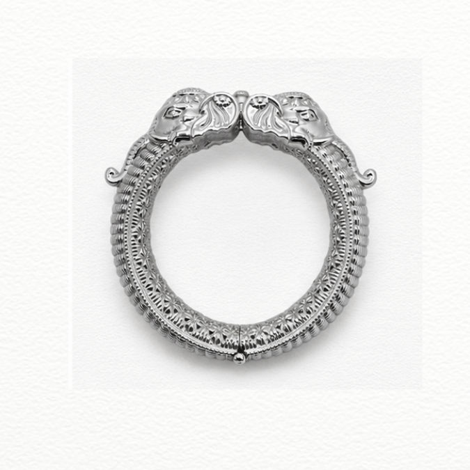 Silver Sterling Silver Vintage Elephant Head Kada - Abr62354
